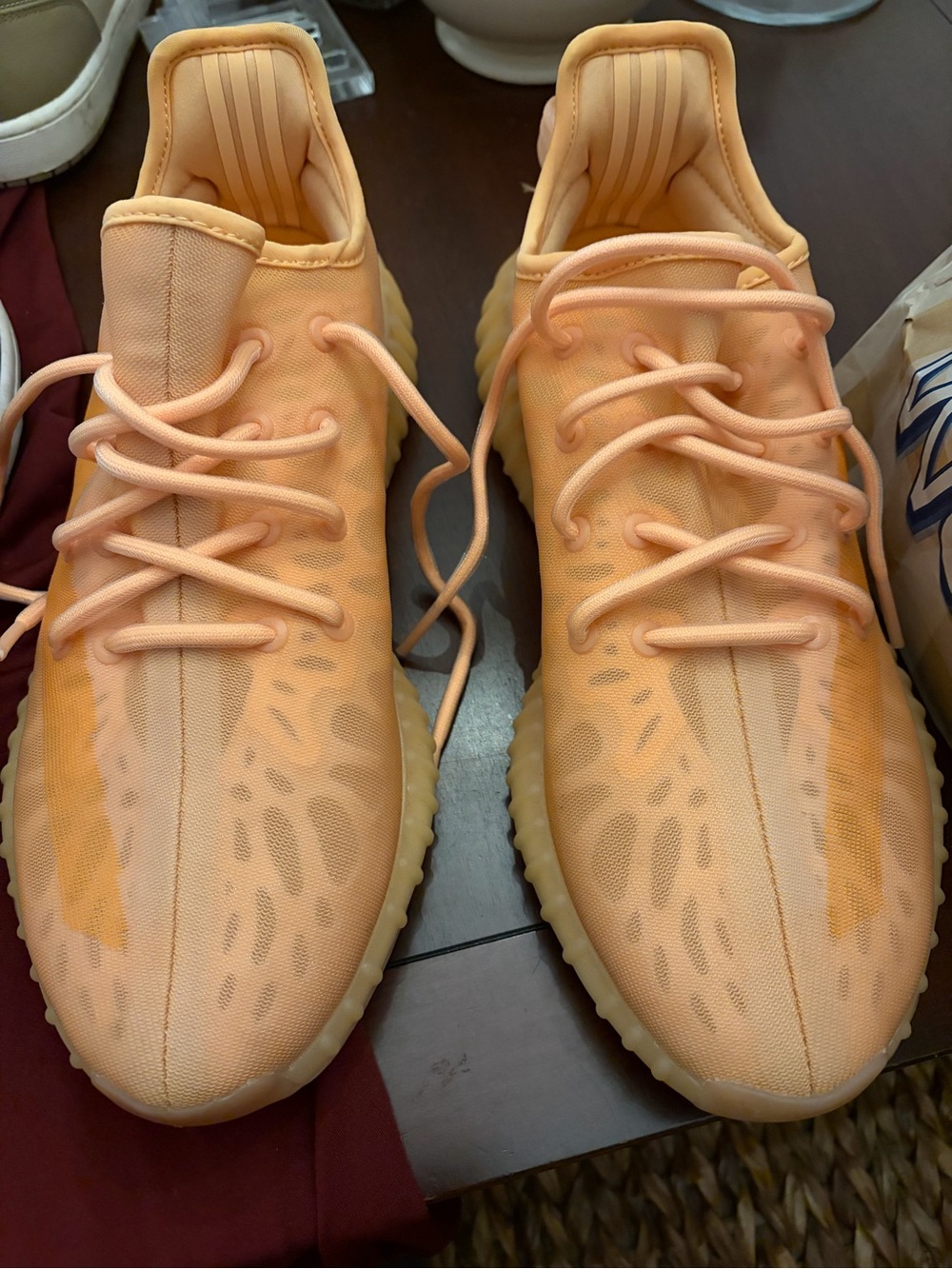 Adidas Men’s YEEZY size 11 Orange Lace-Up Sneakers